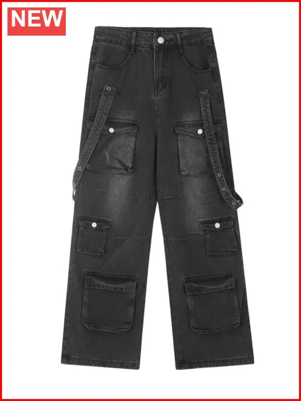Low Waist Baggy Cargo Jeans for Women Y2k Wide Leg Grunge Pants